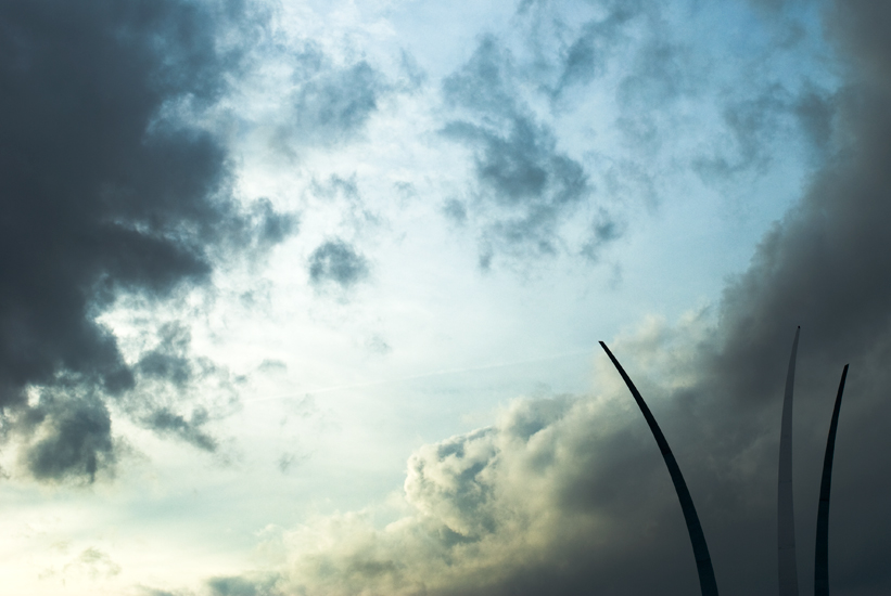 cool clouds over air force memorial, arlington, va