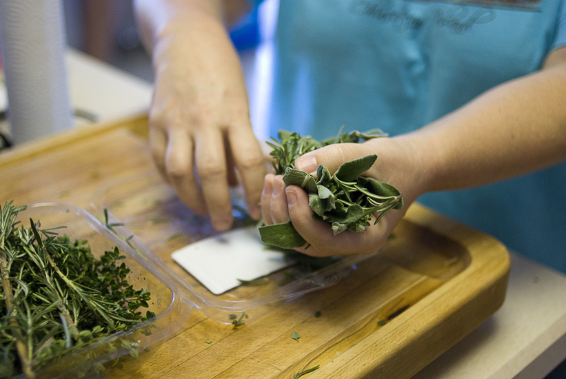 herbs for the stuffing - cooking