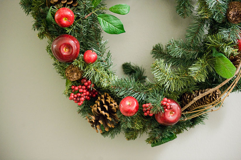 christmas wreath on our door