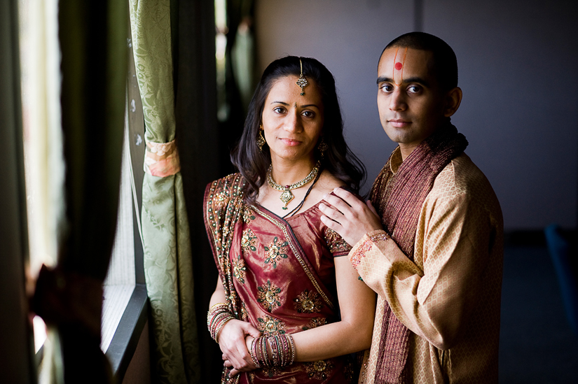 couple portrait at hindu engagement ceremony