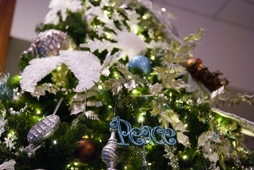 peace on a christmas tree