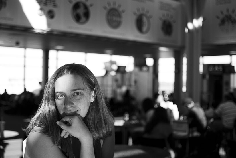 me in b&w in reagan airport