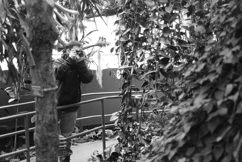 david taking pictures in black and white