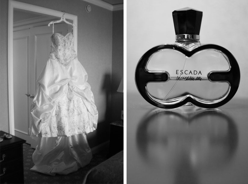 wedding dress and perfume