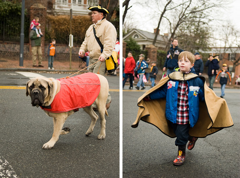 kid and dog in alexandria george washington parade