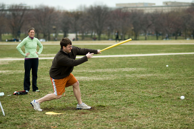 playing wiffle ball on the national mall