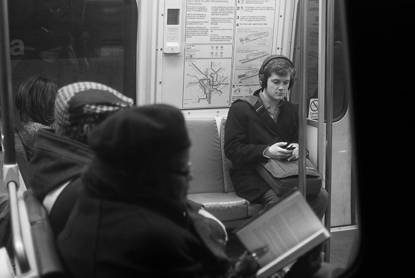 guy listening to music in washington, dc metro