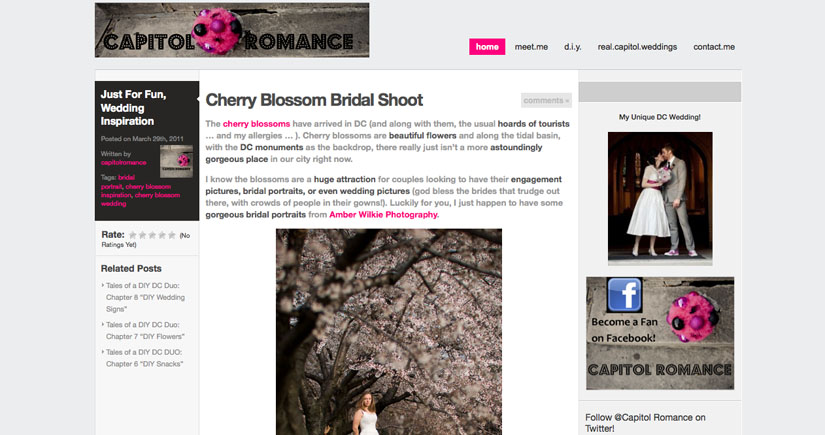 screen shot from cherry blossom bridal feature on capitol romance