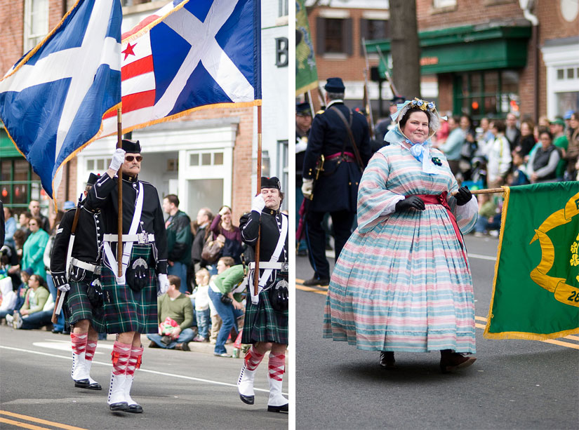 marching_diptych people marching in old town alexandria