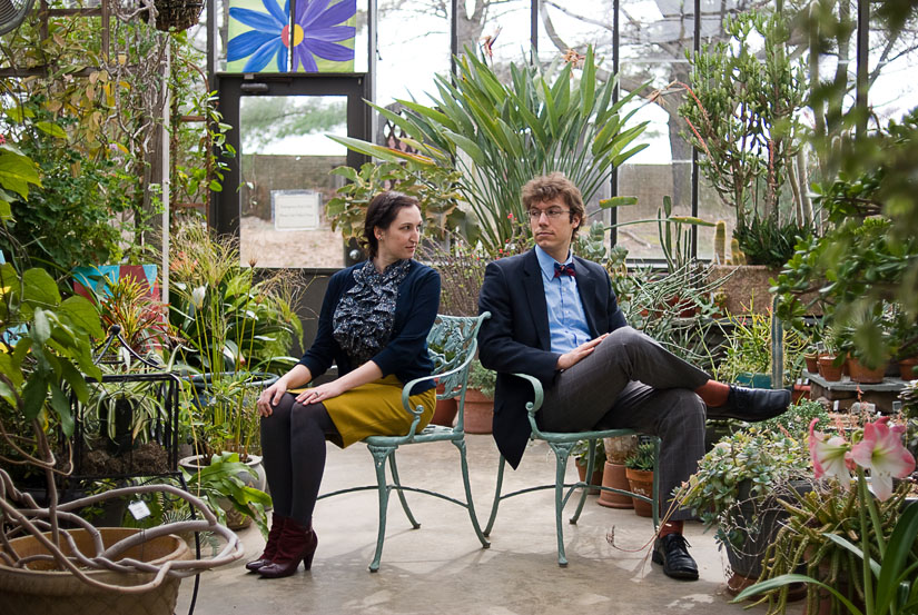 cute couple in a greenhouse