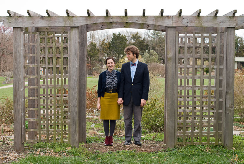 couple under a trellis at green spring gardens