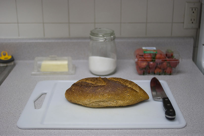 bread in the kitchen with other ingredients