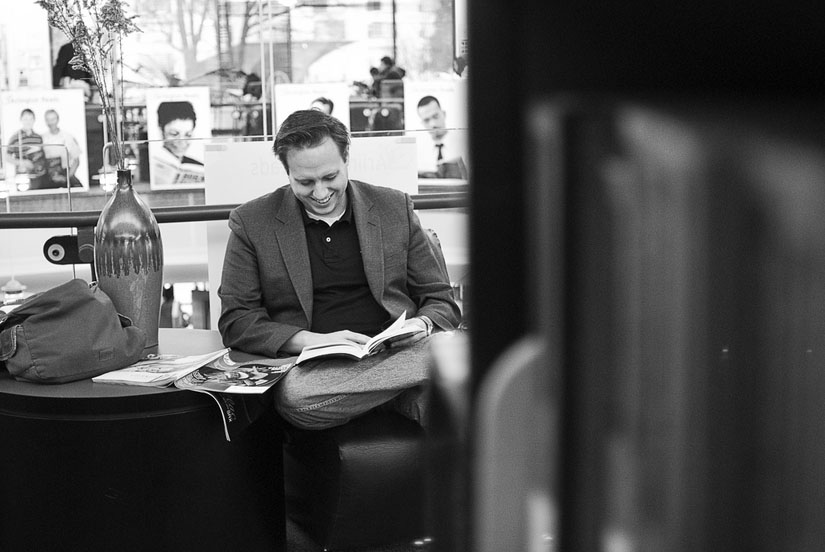 handsome guy at the library