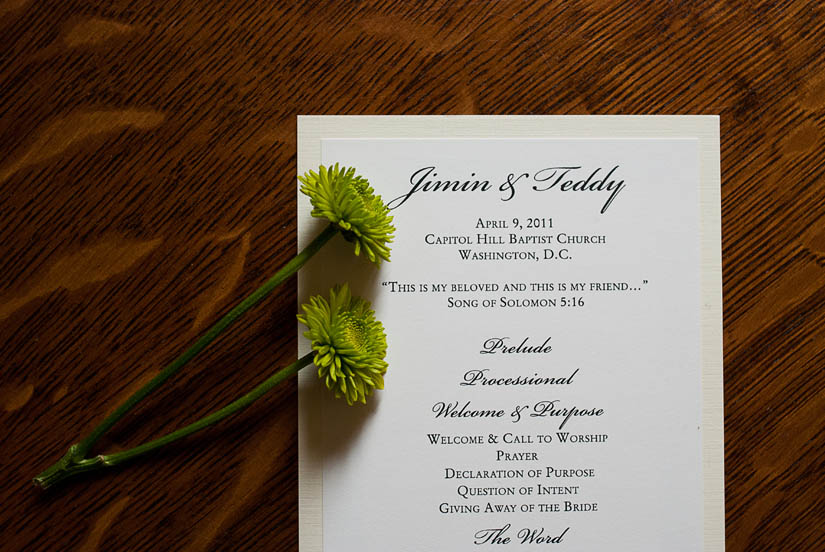 wedding program at the capitol hill baptist church