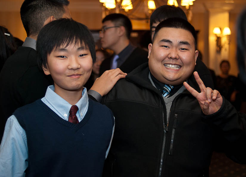 wedding guests pose for the camera at capitol hill club