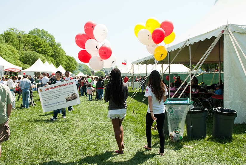 two girls with balloons on maryland day