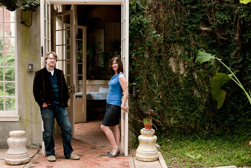 Cute engaged couple in a greenhouse in washington, dc