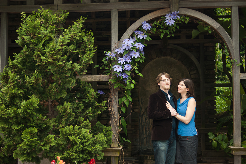 fun couple in dumbarton oaks under pink trellis