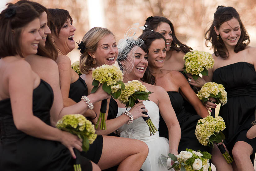 bride with bridesmaids in washington, dc