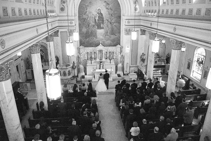 inside Holy Rosary Church for wedding ceremony