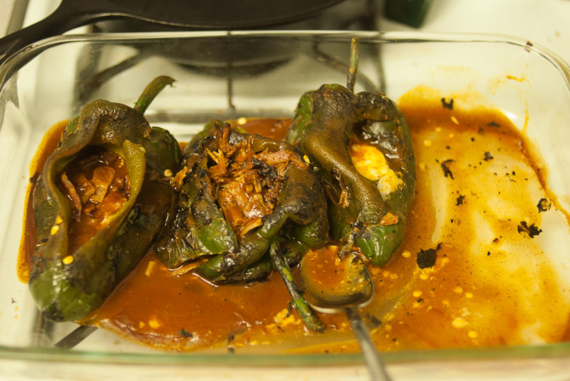 final product - chiles stuffed with cheese, bacon