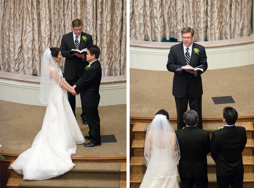 minister and bride and groom at capitol hill baptist church