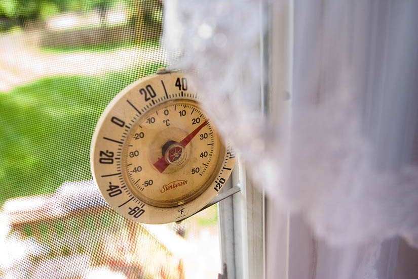 thermometer with wedding veil