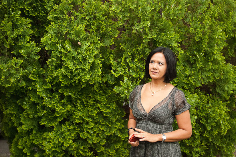 bride's relative looks on