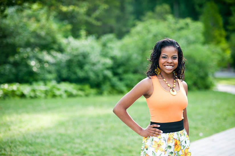 young lady with hand on hip at brookside gardens