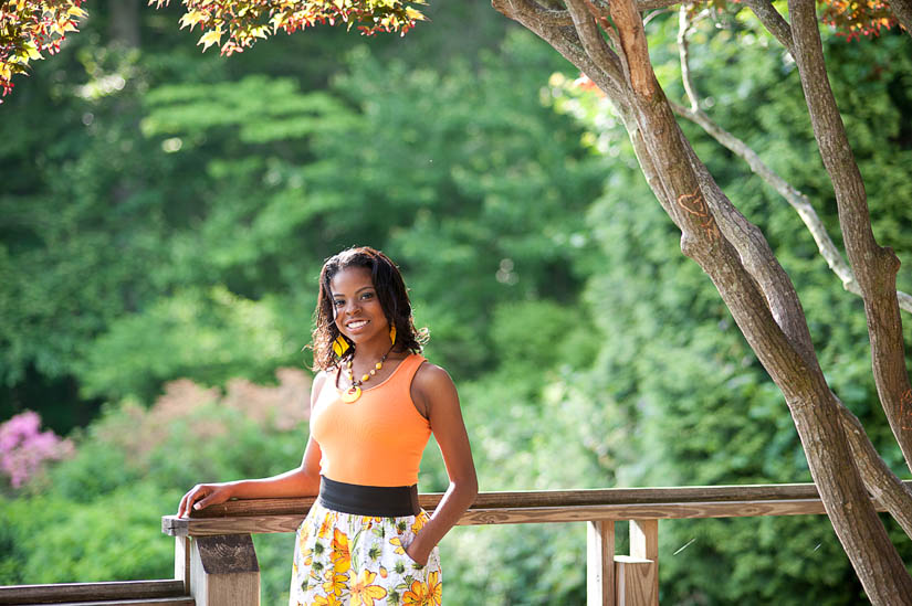 young lady at japanese pavilion at brookside gardens