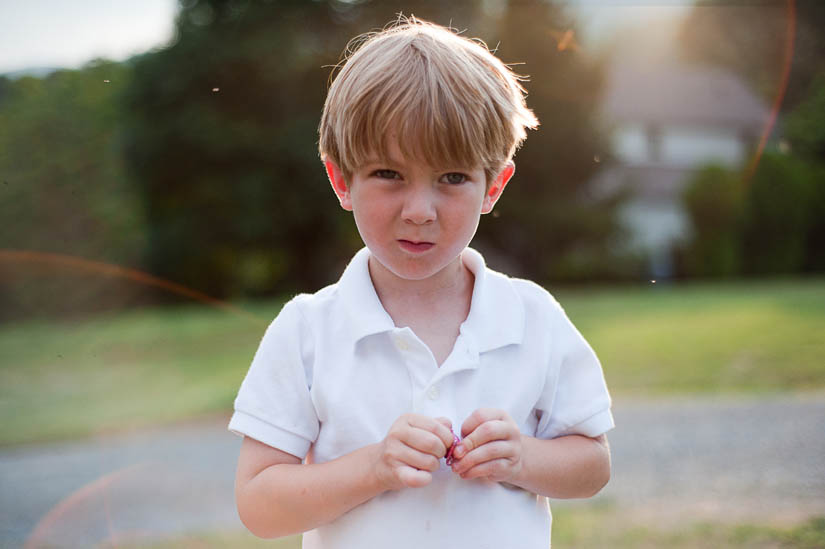 little boy in beautiful evening sun