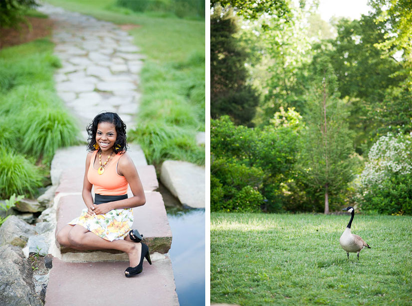 young woman and a goose at brookside gardens