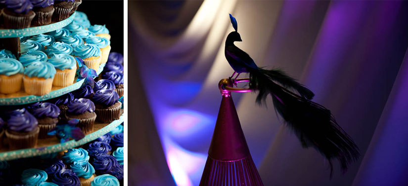 wedding cake and peacock detail