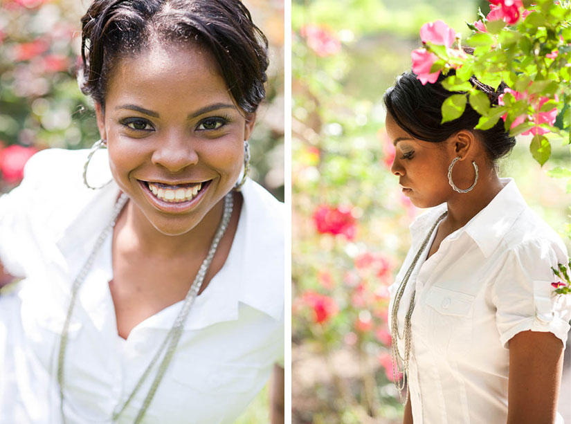 young woman in the rose garden at brookside gardens