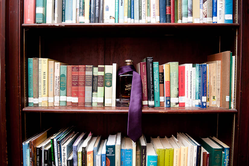 whiskey on a bookshelf at woodend