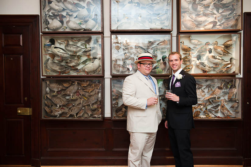 groomsmen with the taxidermied birds