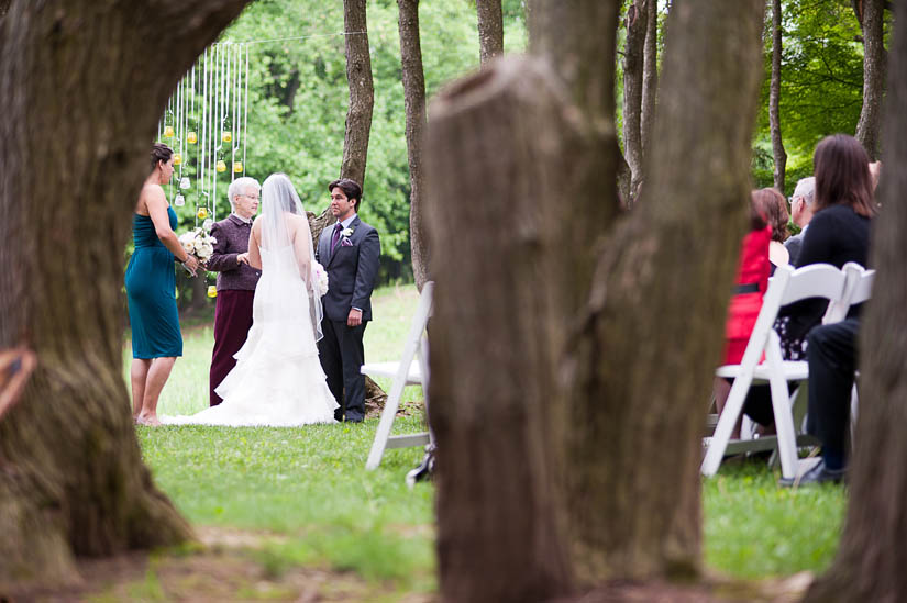 wedding ceremony in the woodend grove