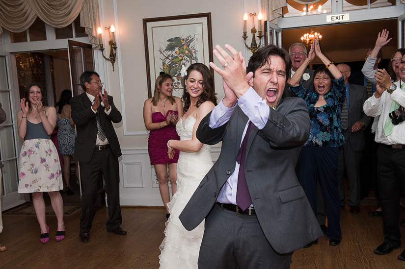 bride and groom dancing at woodend