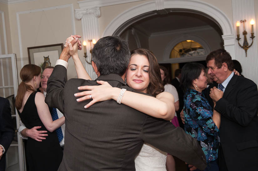 bride dancing with father of the groom at woodend