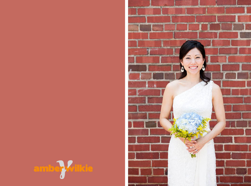 beautiful bride with red brick