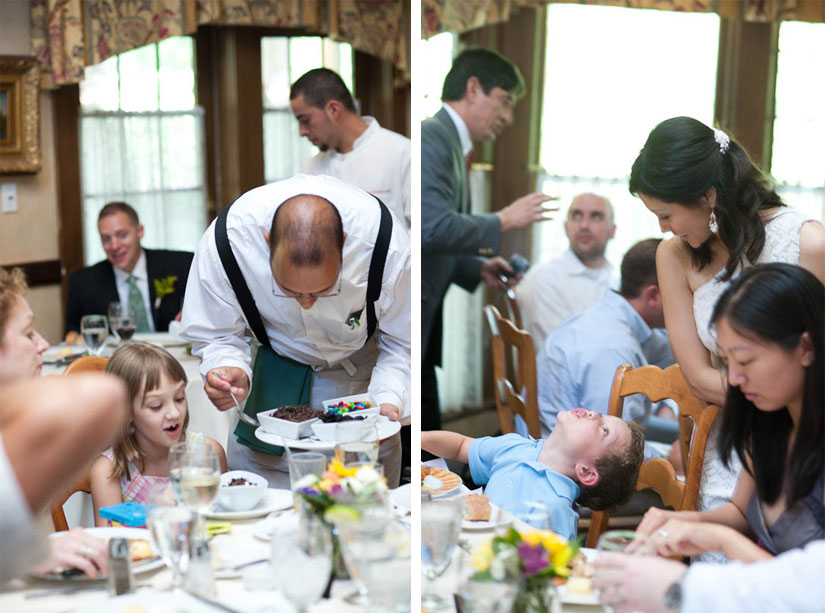 kids at wedding reception at la ferme