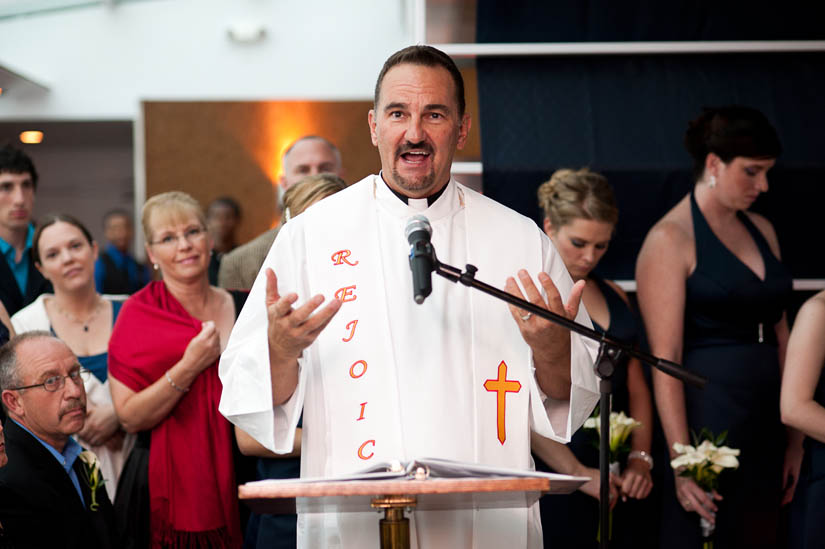 pastor speaking at wedding on boat