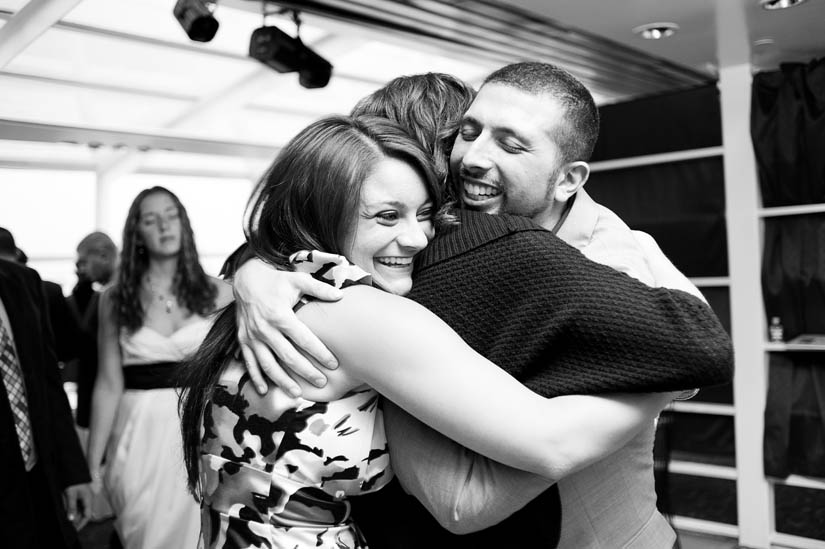 big group hug at wedding