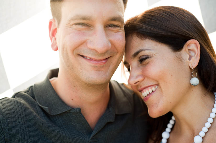 happy laughing engaged couple