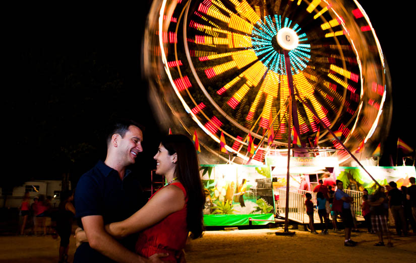 long exposure ferris wheel engagement session