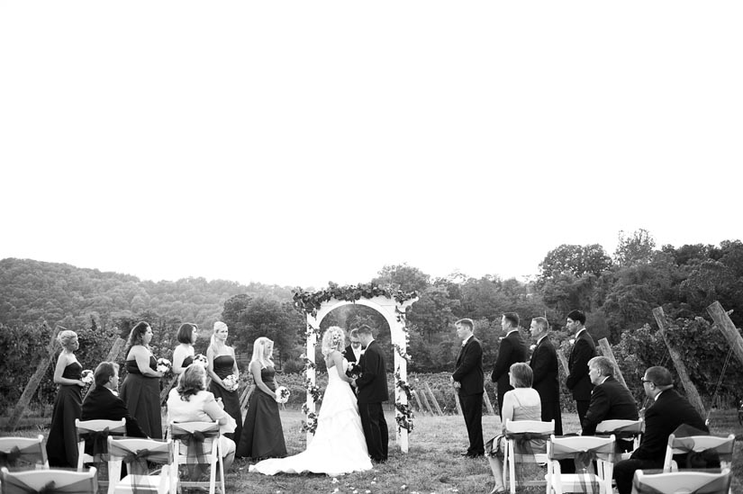 wedding ceremony at sunset in delaplane, virginia