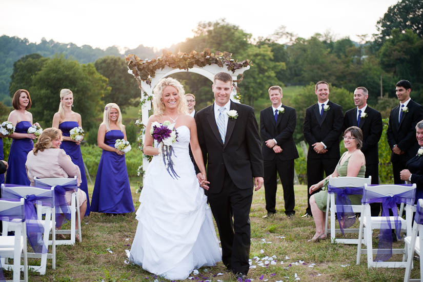 bride and groom recessional in delaplane, va