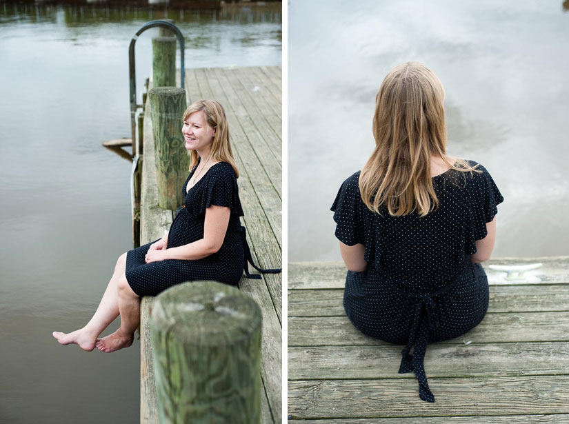 pregnant woman on a dock
