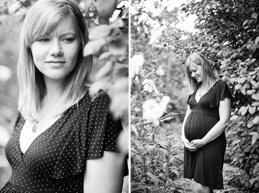 beautiful pregnant woman in black and white
