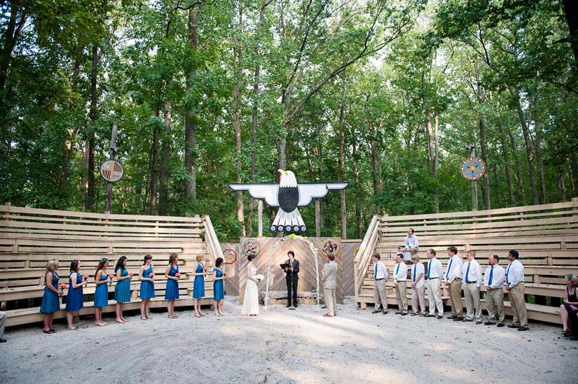 wedding at the council circle at camp puh'tok